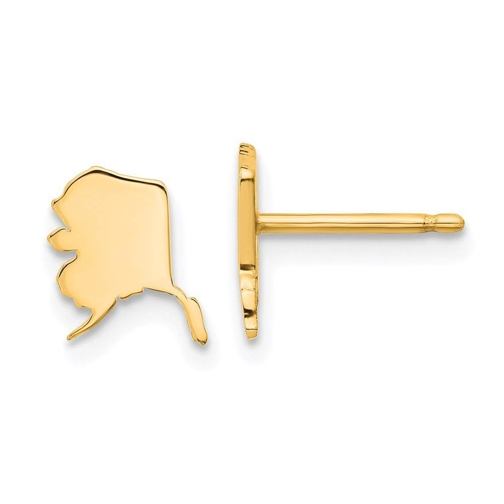 14k Yellow Gold Mini Travel Alaska State Post Earrings